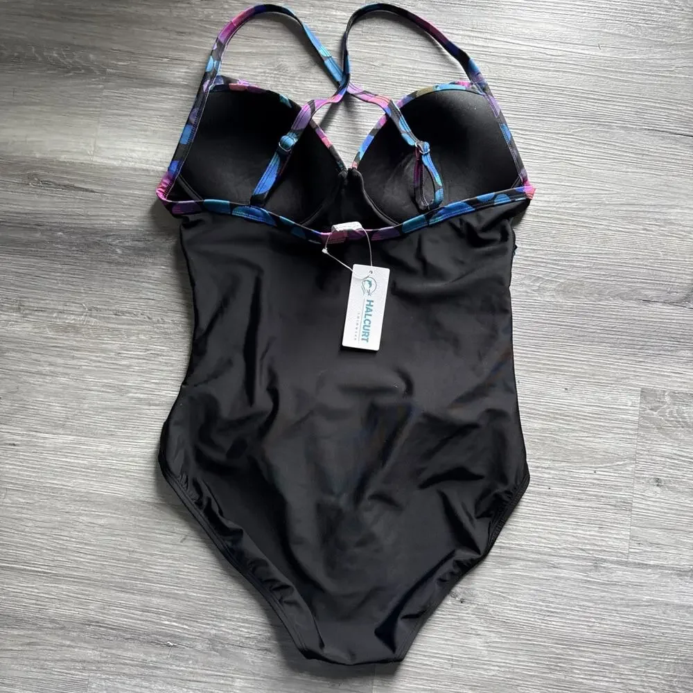 Halcurt One Piece Swimsuit, Multicolor, Large (12-14)